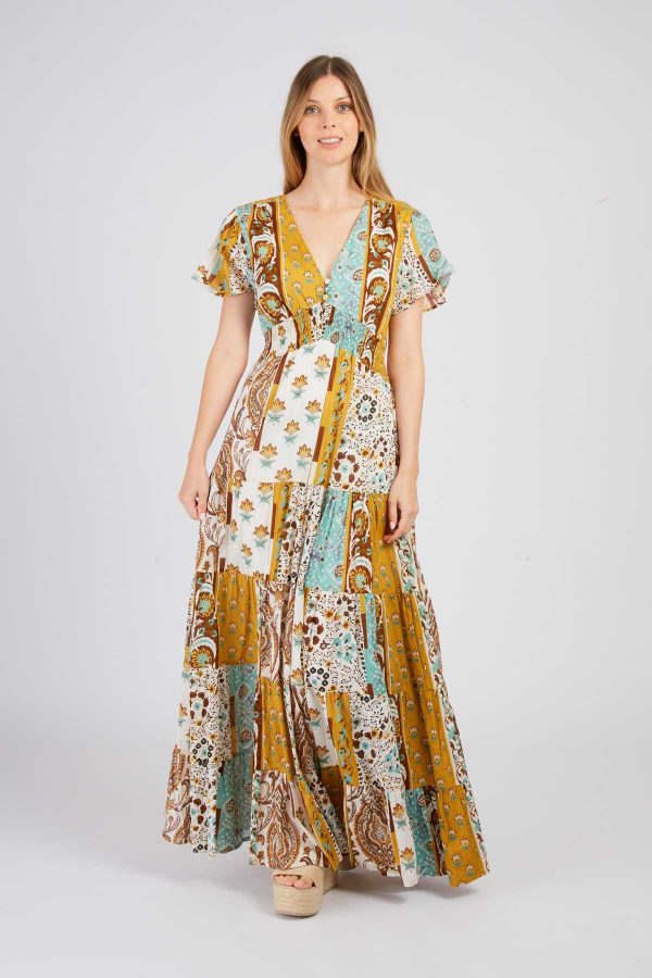 Robe longue imprimée patchwork PAPILLE - Image 5