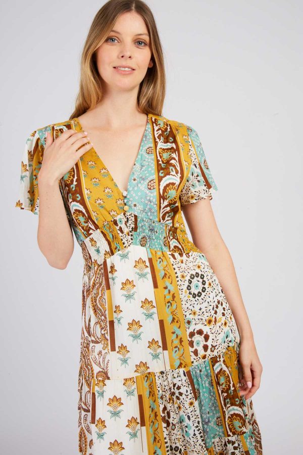 Robe longue imprimée patchwork PAPILLE - Image 6