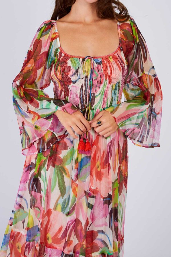 Robe longue imprimé fleurie PULCHERIE - Image 4