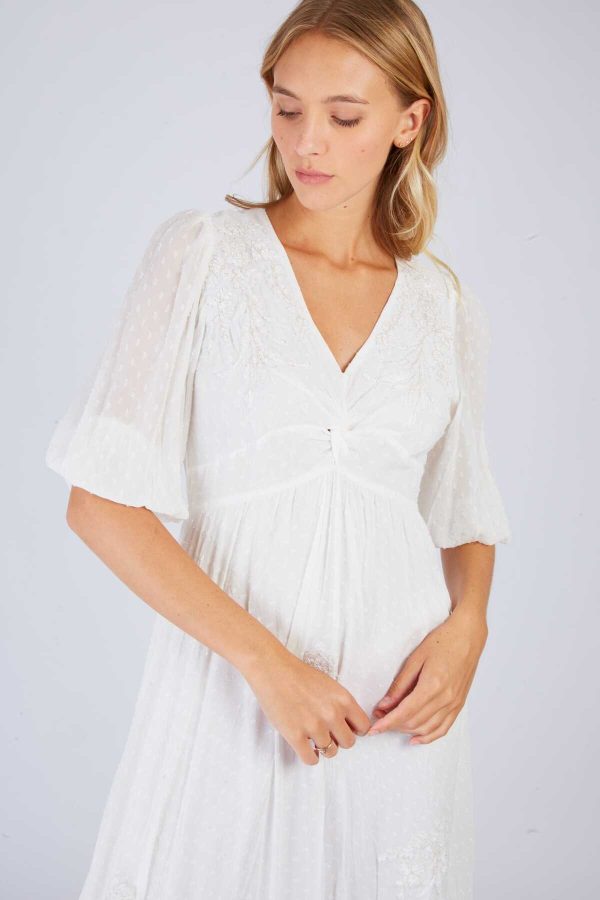 Robe longue brodée unie CAPUCINE - Image 2