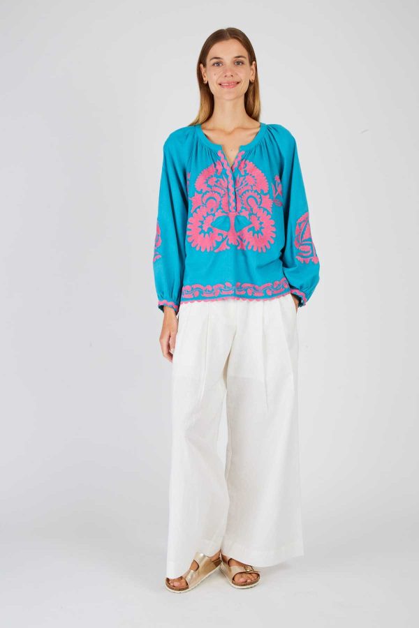 Blouse brodée manches longues BARBADES