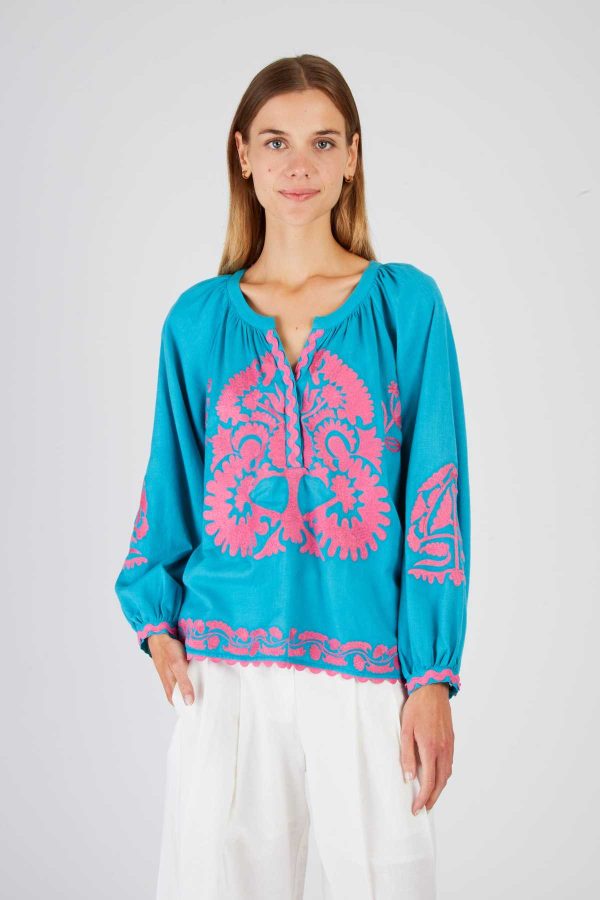 Blouse brodée manches longues BARBADES - Image 2