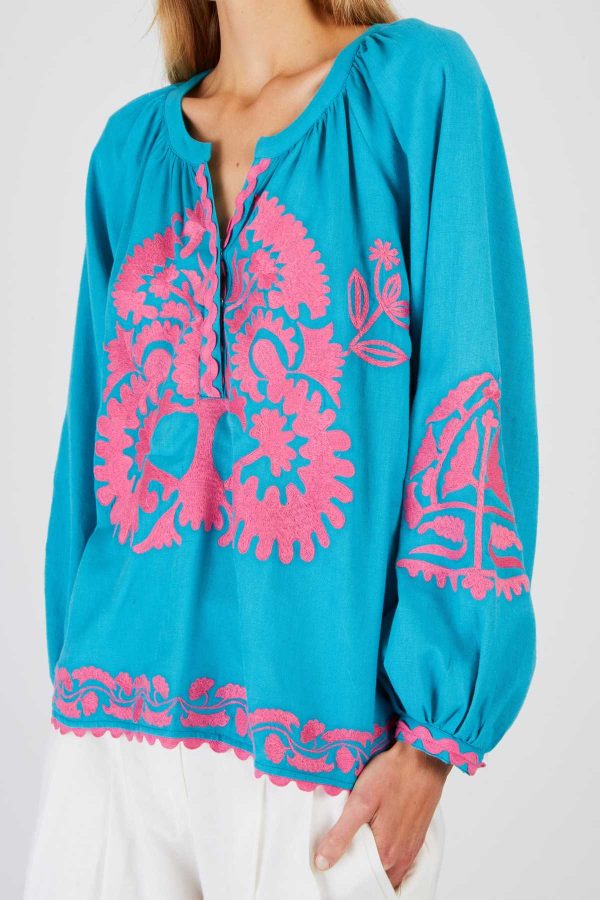 Blouse brodée manches longues BARBADES - Image 3