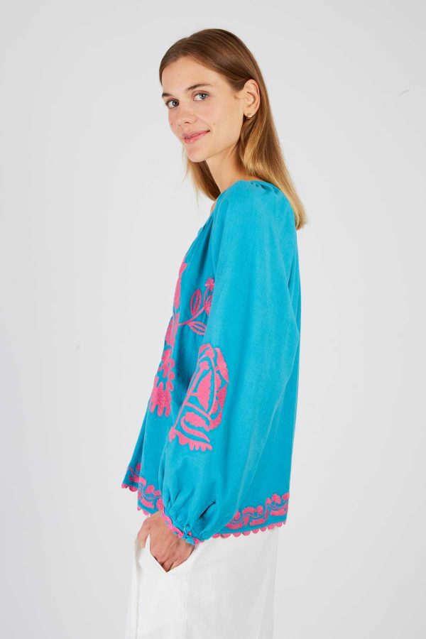 Blouse brodée manches longues BARBADES - Image 4