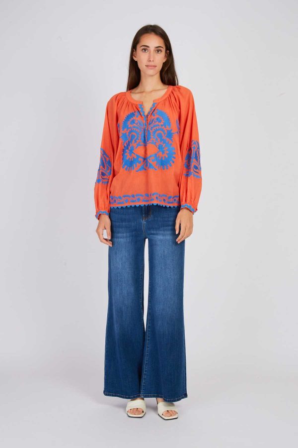 Blouse brodée manches longues BARBADES - Image 6