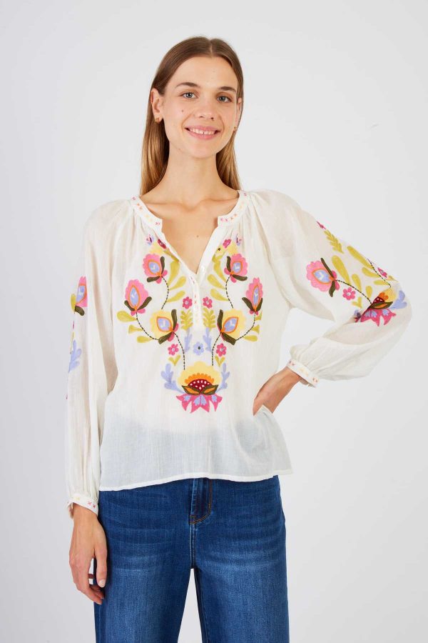 Blouse brodée manches longues BARBERINE - Image 2