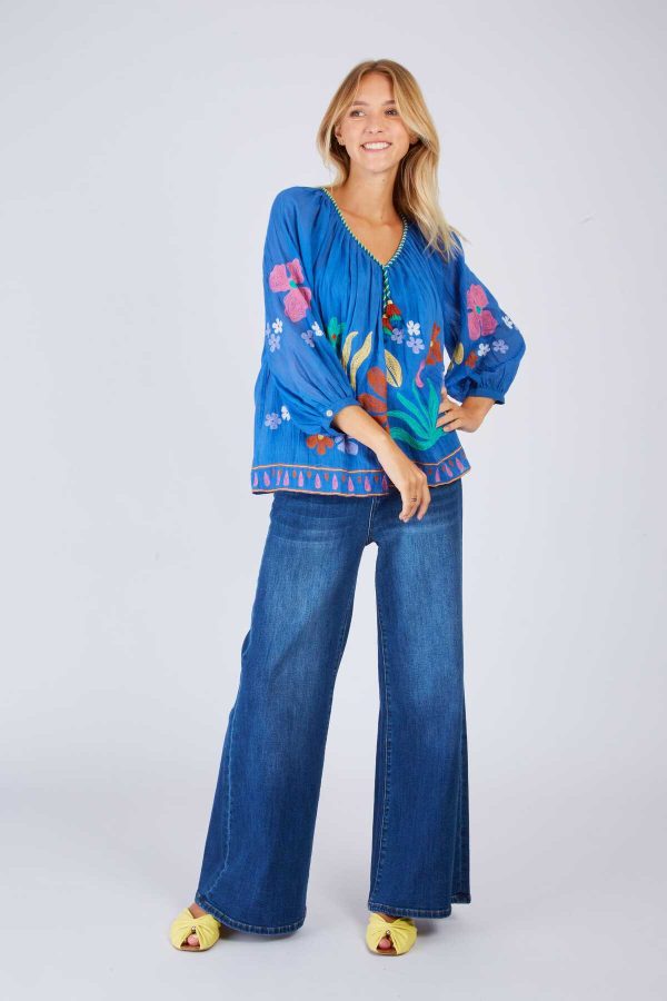 Blouse brodée manches 3/4 BEDFORD