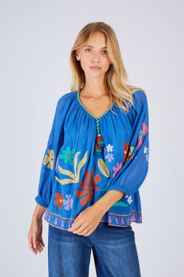 Blouse brodée manches 3/4 BEDFORD - Image 2