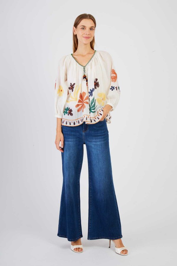 Blouse brodée manches 3/4 BEDFORD - Image 6