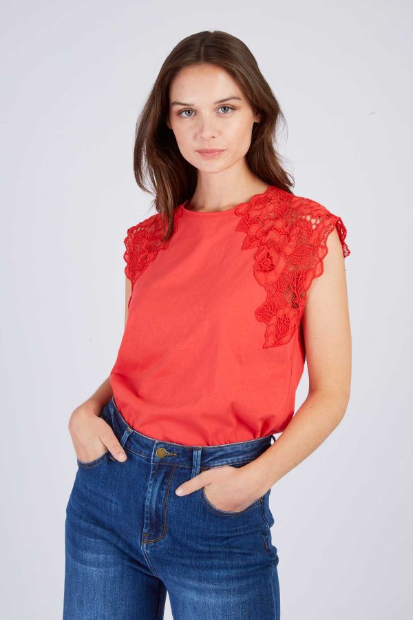 Tee shirt uni à dentelle ZEPHYR - Image 7