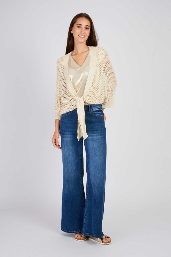 Gilet uni en maille ajourée FORTUNE