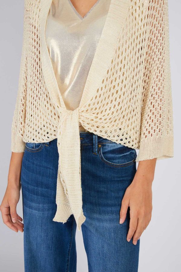 Gilet uni en maille ajourée FORTUNE - Image 3