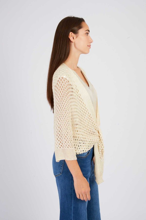 Gilet uni en maille ajourée FORTUNE - Image 4
