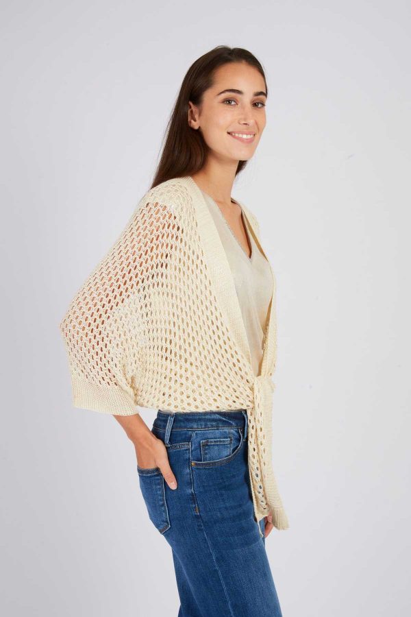 Gilet uni en maille ajourée FORTUNE - Image 5
