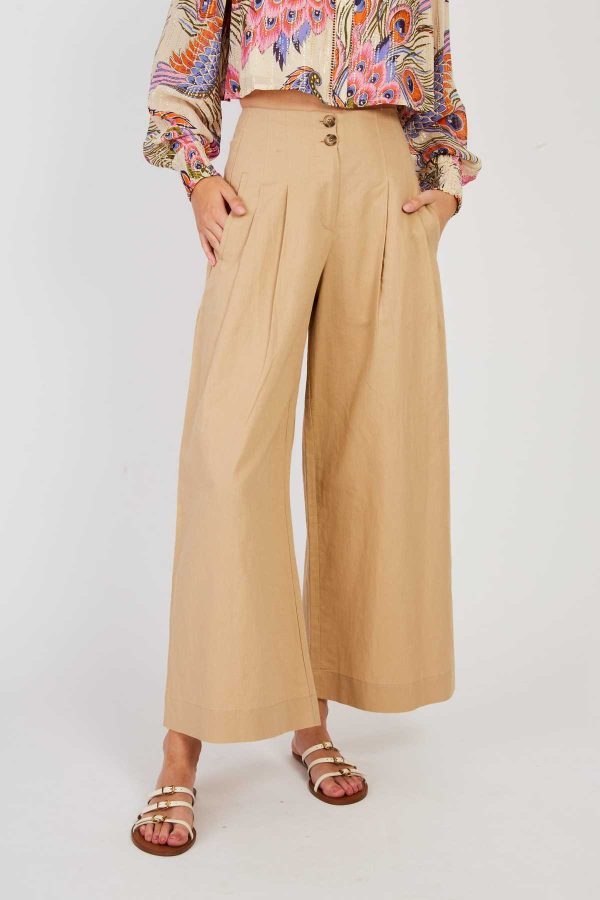 Pantalon large uni en lin DAISY