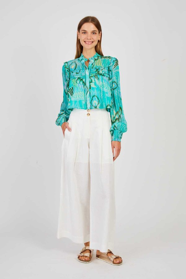 Pantalon large uni en lin DAISY - Image 5