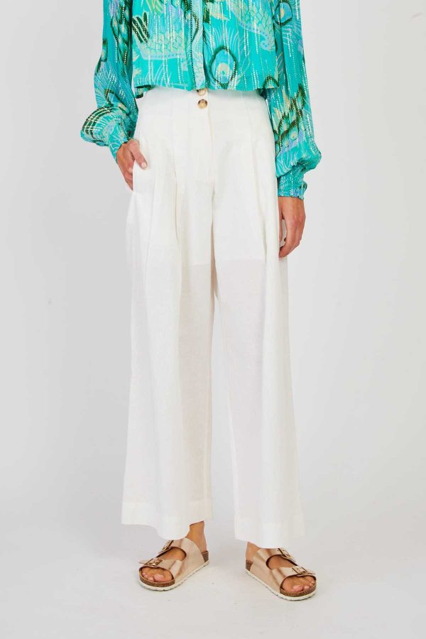 Pantalon large uni en lin DAISY - Image 7